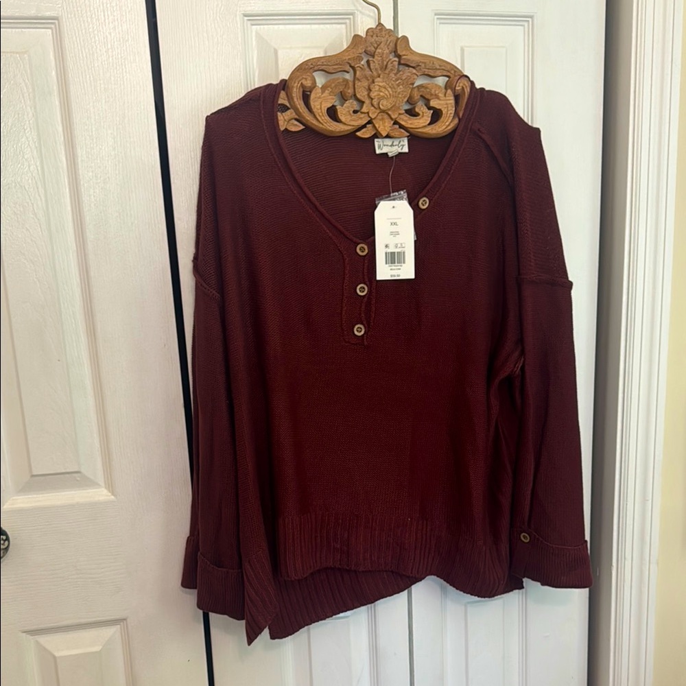 Wonderly Maroon Knit Cardigan